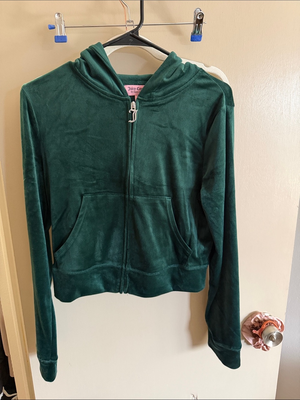 Juicy Couture Forest Green Velour Zip-Up Hoodie